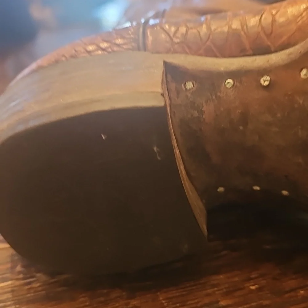 Justin Boots Brown Crocodile Texture Western Boots Exotic Vintage Rare Pre-ban - Picture 6 of 6